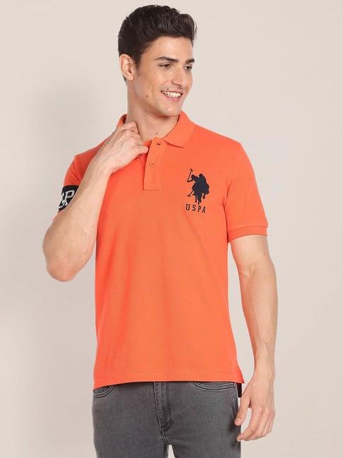 u.s. polo assn. orange slim fit cotton polo t-shirt