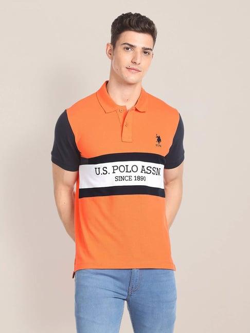 u.s. polo assn. orange slim fit cotton polo t-shirt