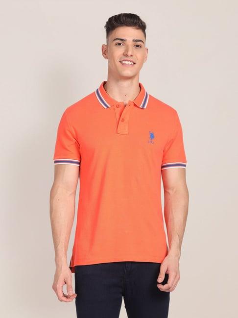 u.s. polo assn. orange slim fit cotton polo t-shirt
