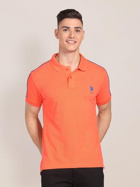 u.s. polo assn. orange slim fit cotton polo t-shirt