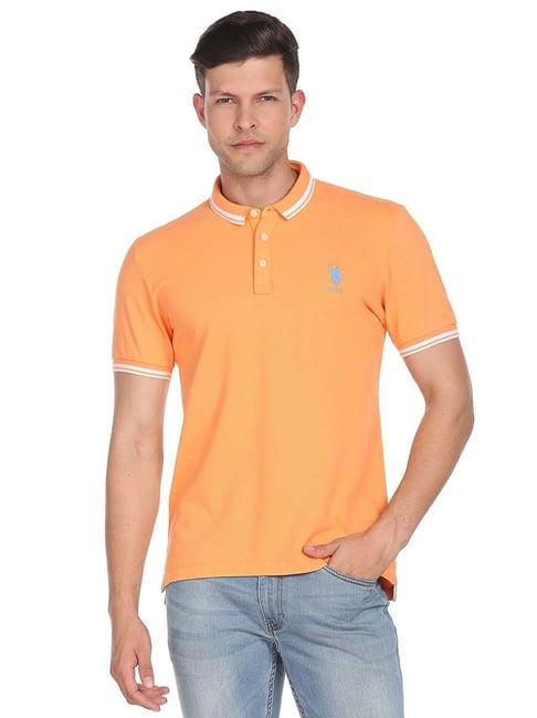 u.s. polo assn. orange slim fit cotton polo t-shirt