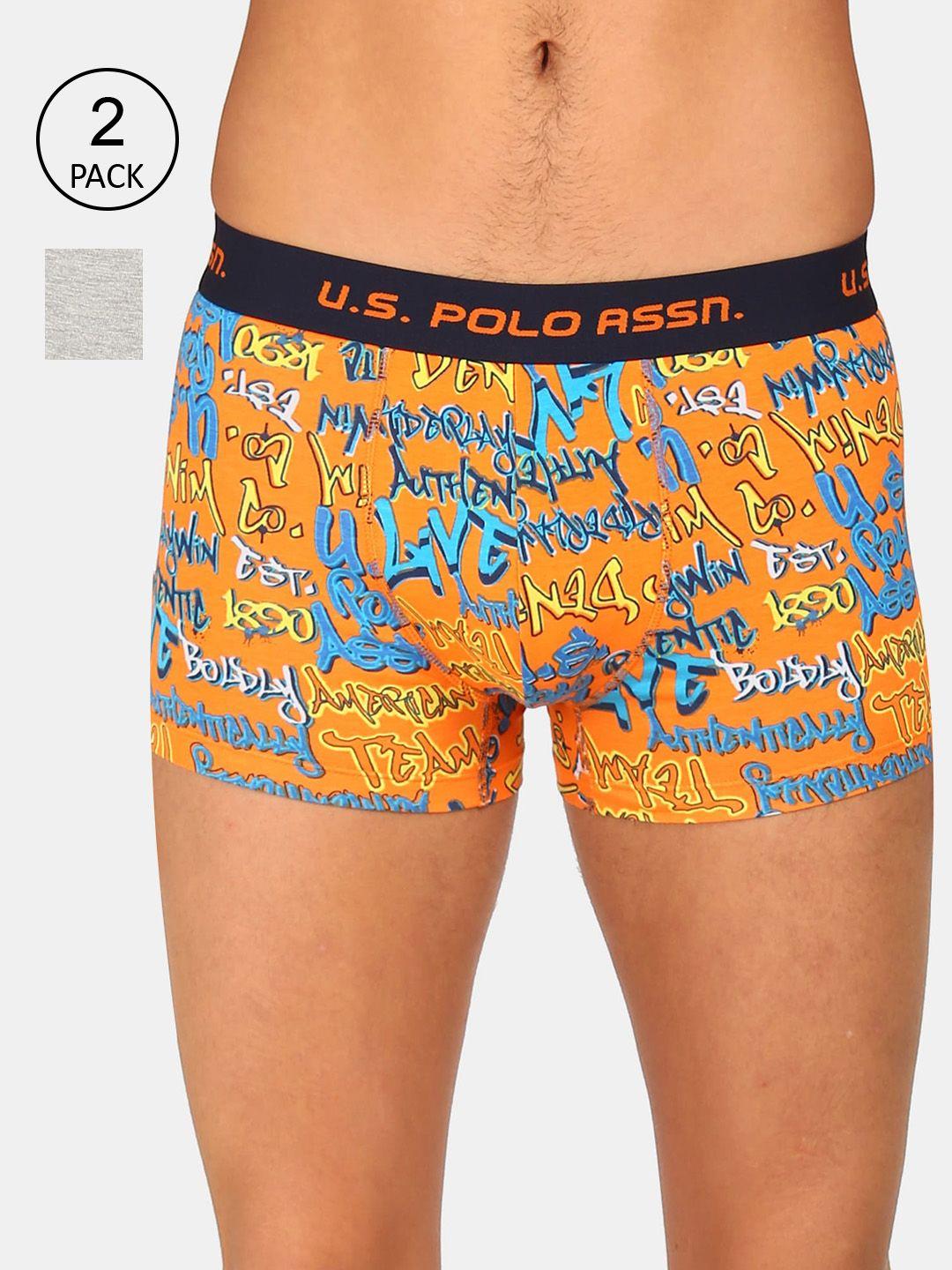 u.s. polo assn. pack of 2 men orange & grey cotton trunk