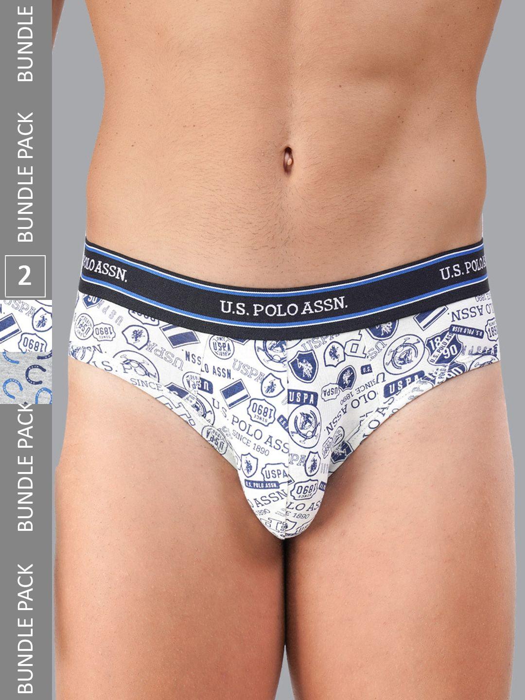 u.s. polo assn. pack of 2 printed cotton mid rise bikini briefs