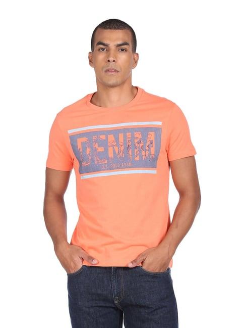 u.s. polo assn. peach regular fit printed t-shirt