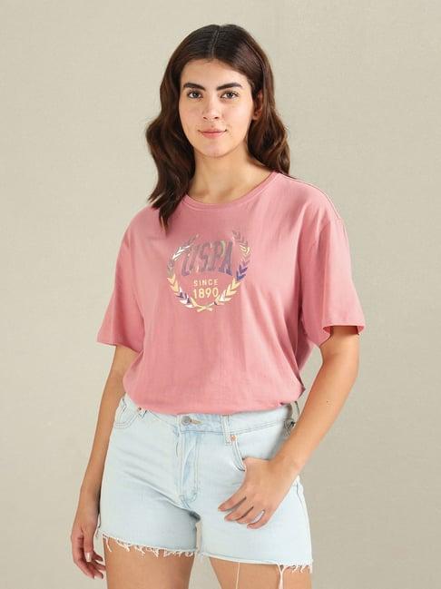 u.s. polo assn. pink cotton printed t-shirt