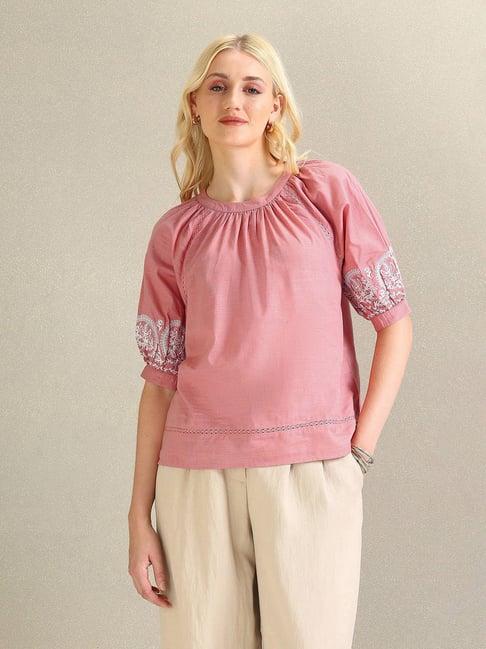 u.s. polo assn. pink embroidered top