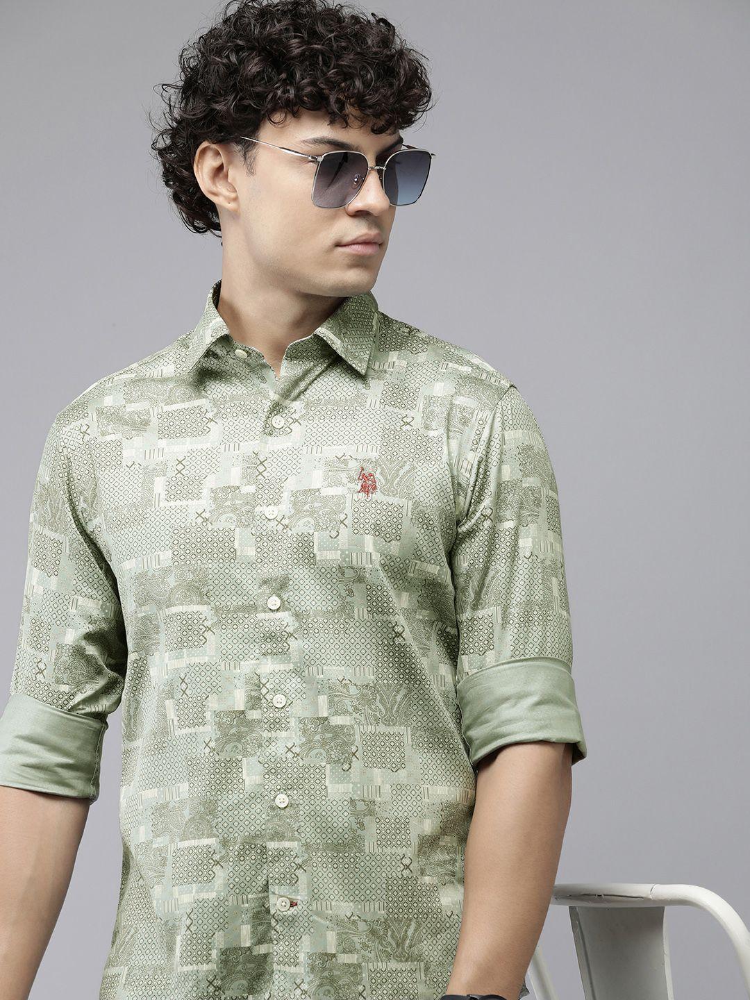 u.s. polo assn. premium tailored fit pure cotton printed casual shirt