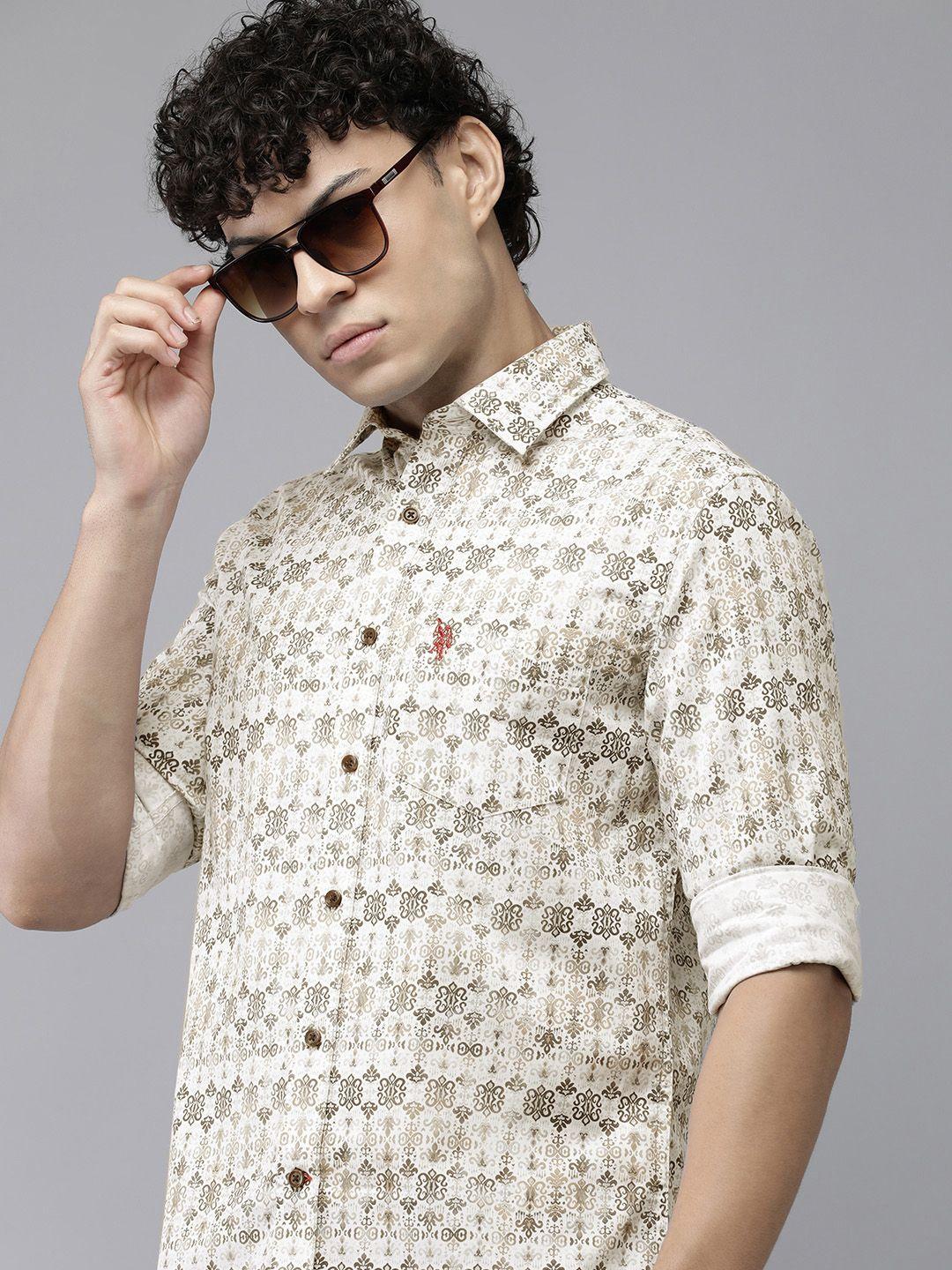 u.s. polo assn. premium tailored fit pure cotton printed casual shirt