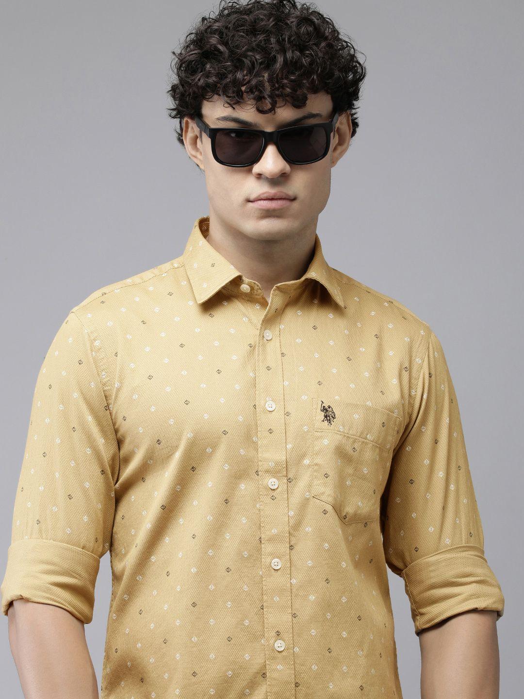 u.s. polo assn. premium tailored fit pure cotton printed casual shirt