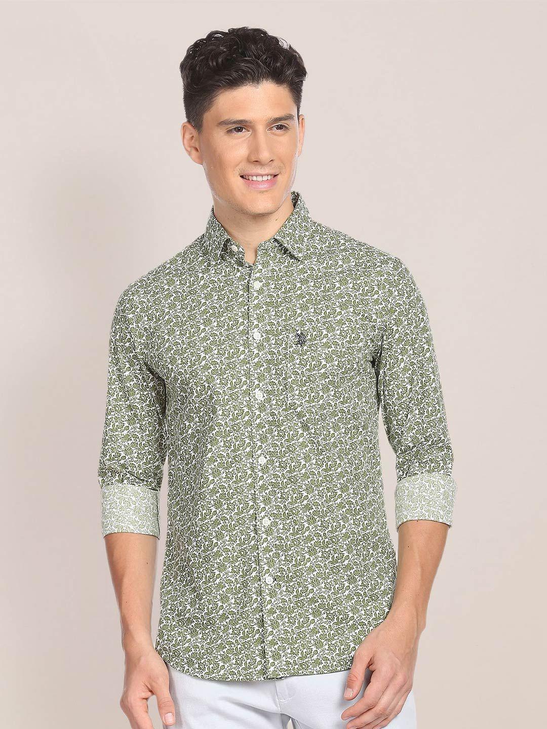 u.s. polo assn. printed opaque pure cotton casual shirt