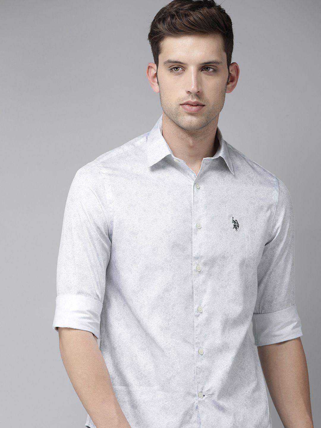 u.s. polo assn. pure cotton ethnic motifs printed tailored fit casual shirt