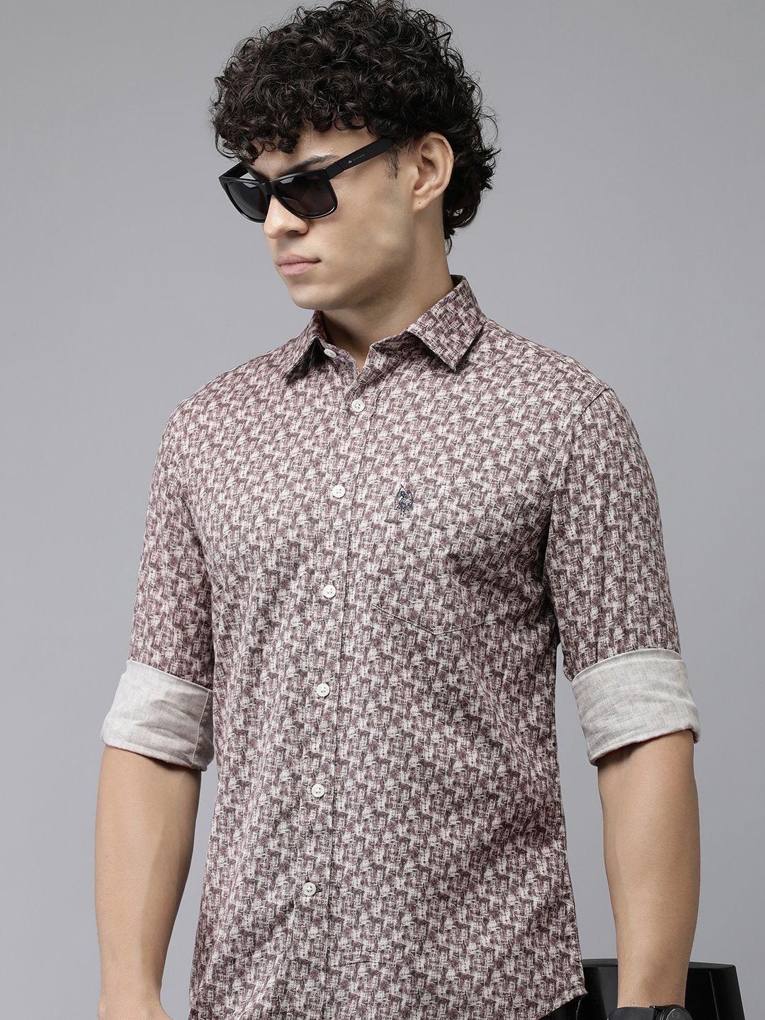 u.s. polo assn. pure cotton tailored fit  printed casual shirt