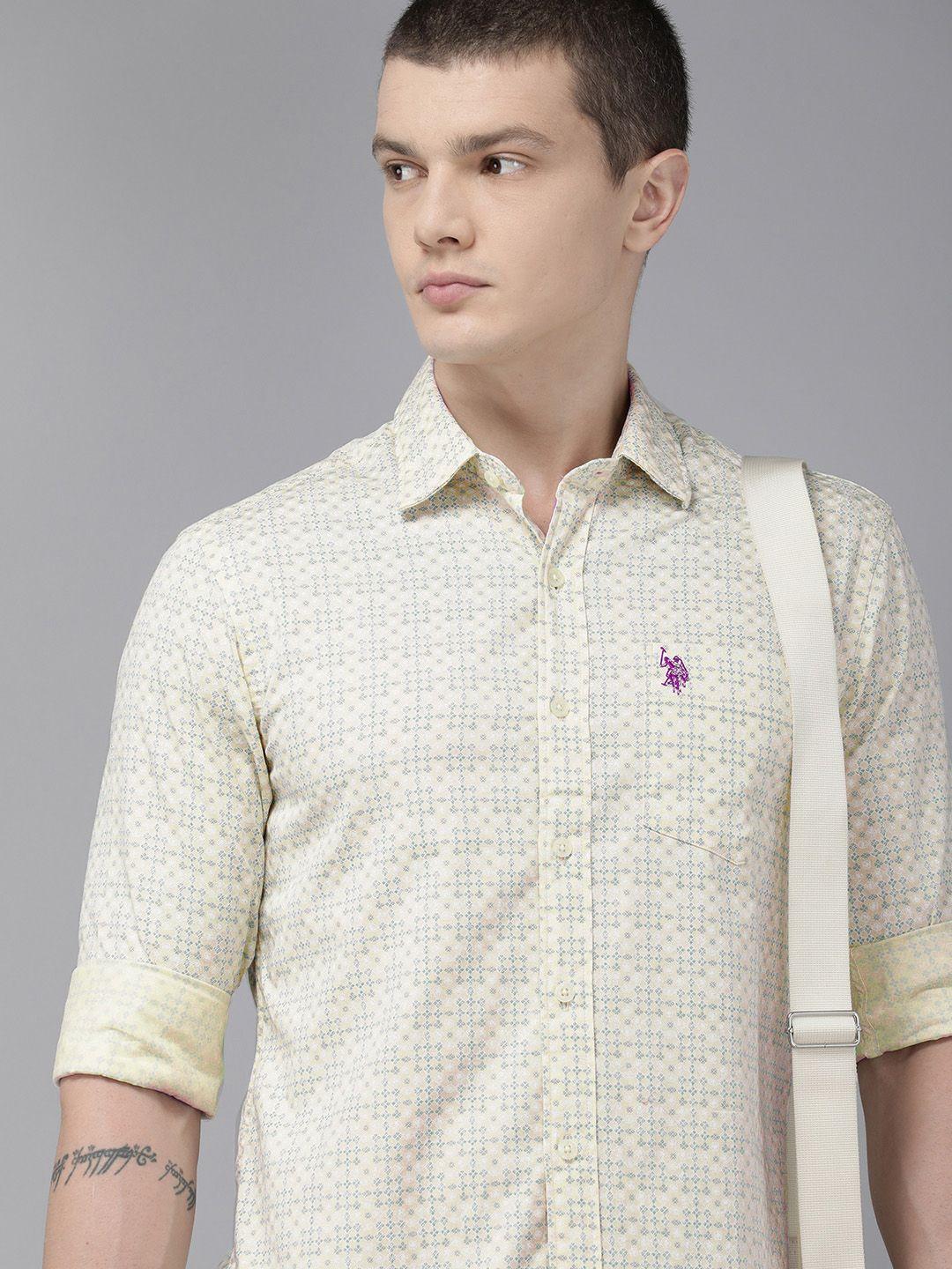 u.s. polo assn. pure cotton tailored fit printed casual shirt