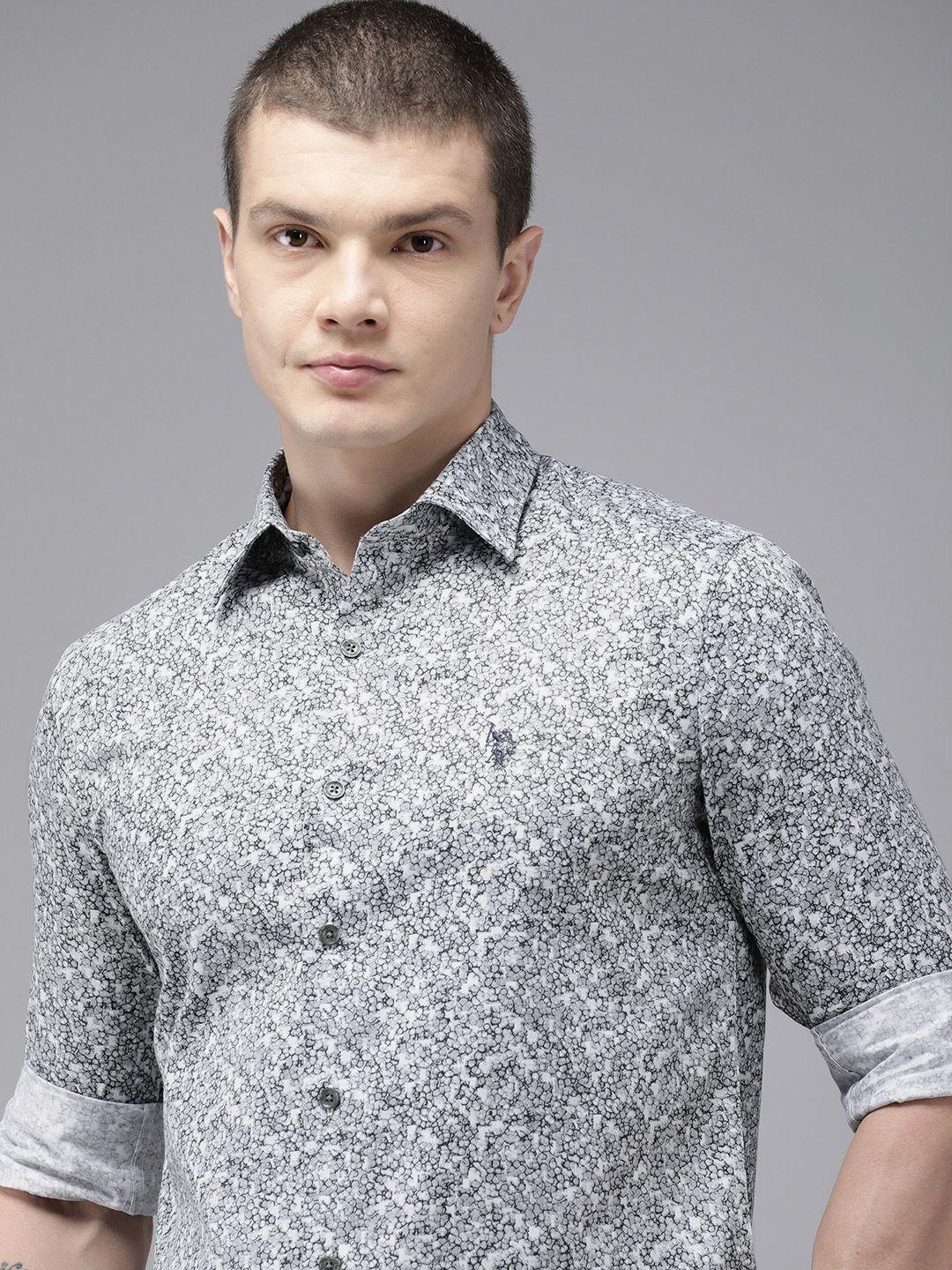 u.s. polo assn. pure cotton tailored fit printed casual shirt