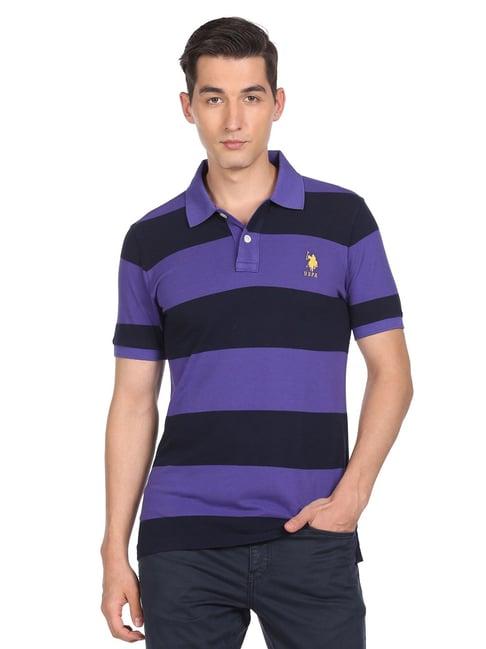 u.s. polo assn. purple regular fit striped polo t-shirt