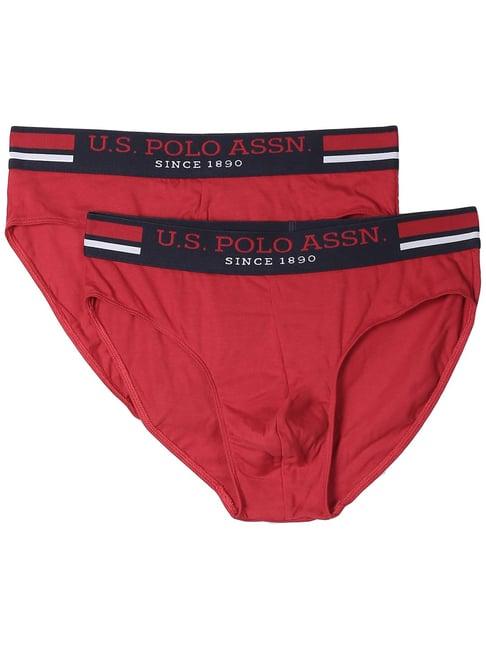 u.s. polo assn. red cotton regular fit briefs - pack of 2