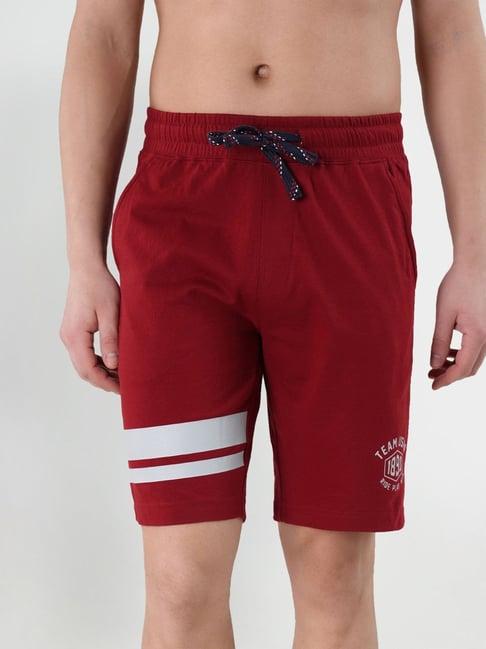u.s. polo assn. red cotton regular fit striped shorts