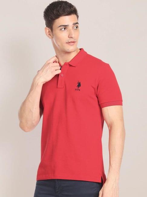 u.s. polo assn. red cotton slim fit polo t-shirt