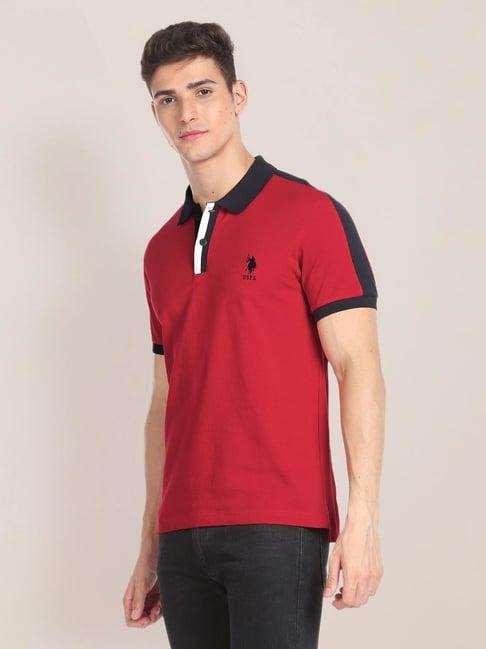 u.s. polo assn. red cotton slim fit polo t-shirt