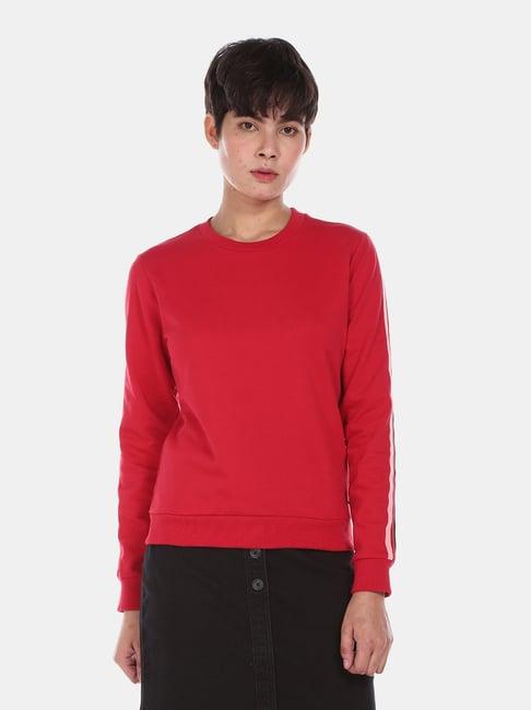 u.s. polo assn. red full sleeves round neck sweatshirt