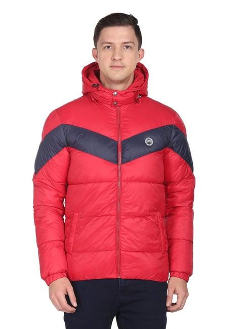 u.s. polo assn. red regular fit striped hooded jacket