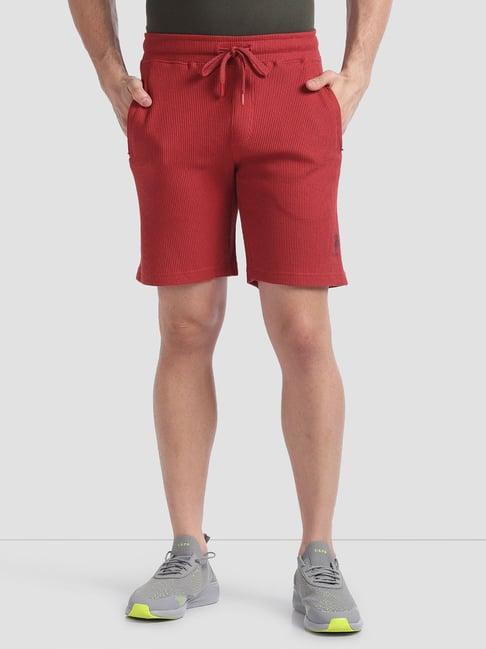 u.s. polo assn. red regular fit textured shorts