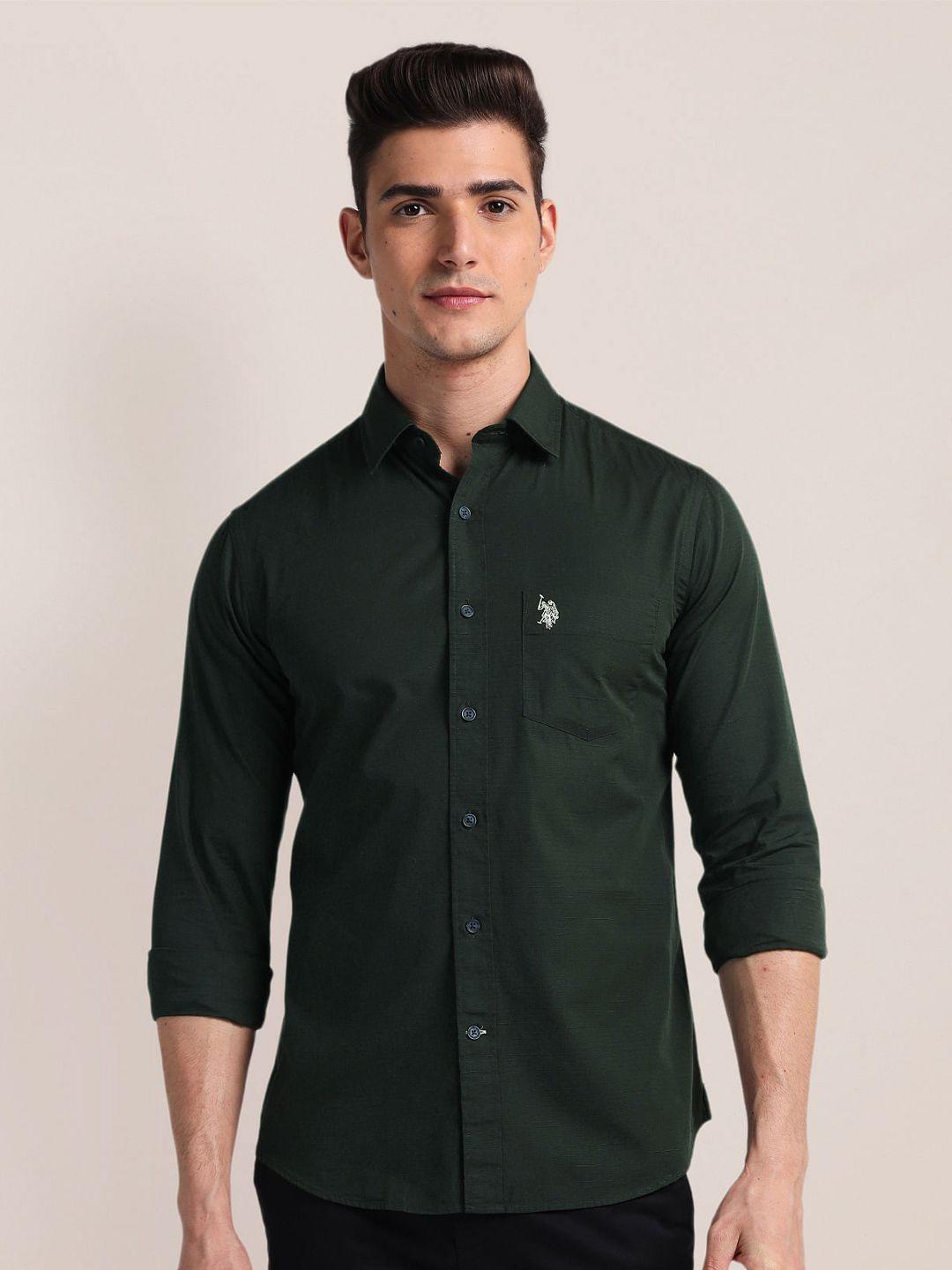 u.s. polo assn. regular fit long sleeves cotton opaque casual shirt