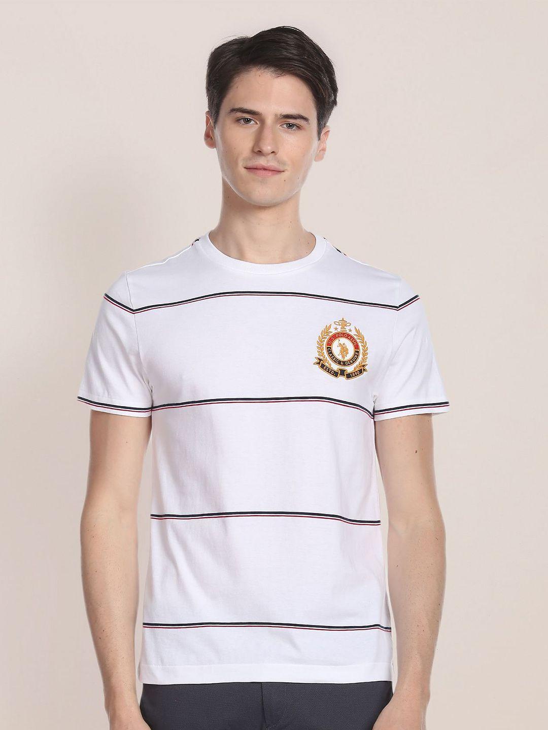 u.s. polo assn. round neck regular fit striped pure cotton t-shirt