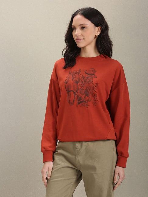 u.s. polo assn. rust printed sweatshirt