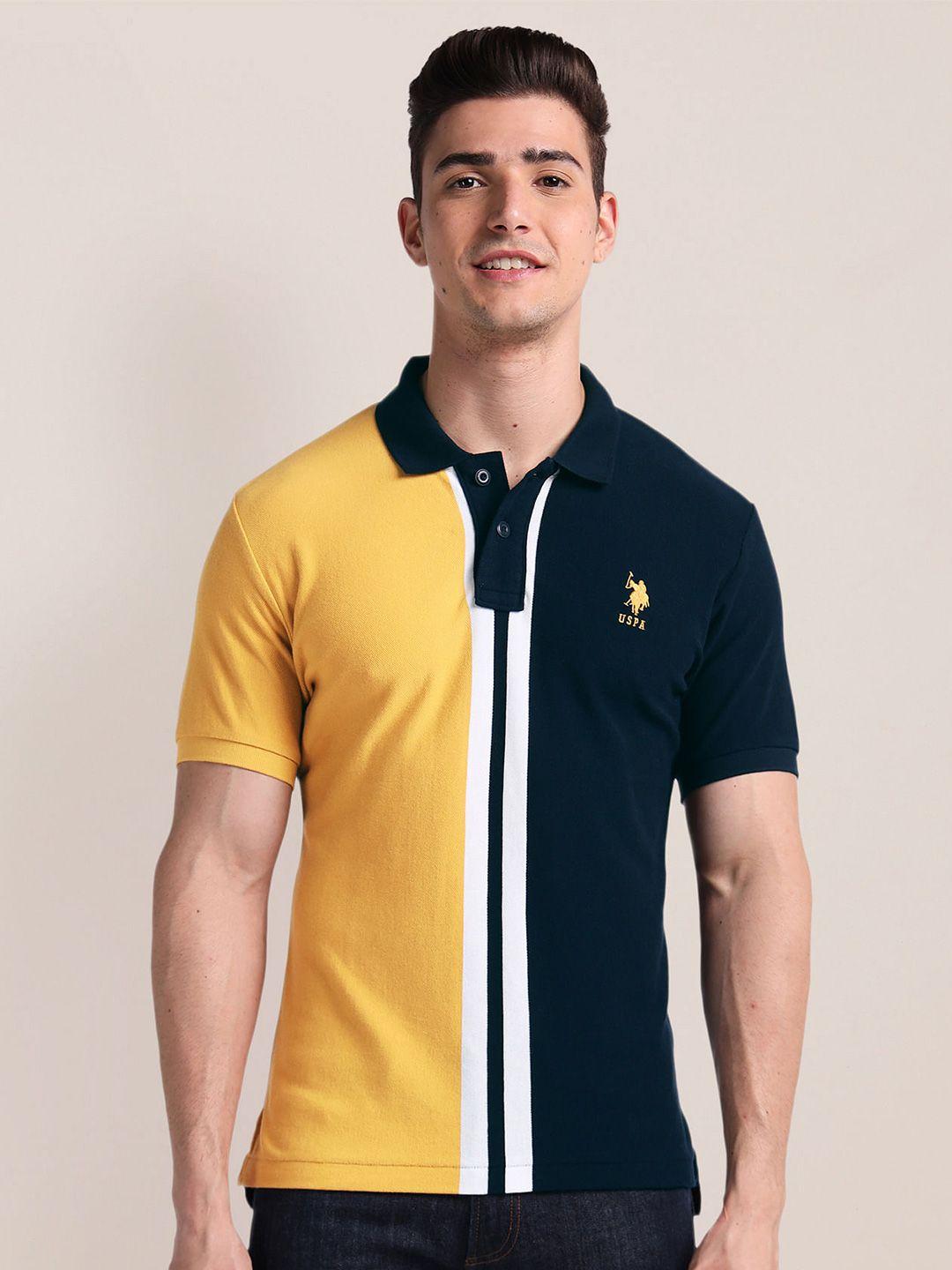 u.s. polo assn. short sleeves cotton striped polo collar applique slim fit t-shirt