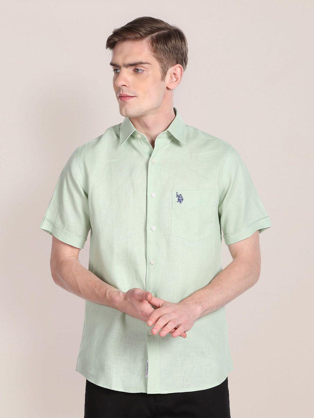 u.s. polo assn. short sleeves pure linen casual shirt