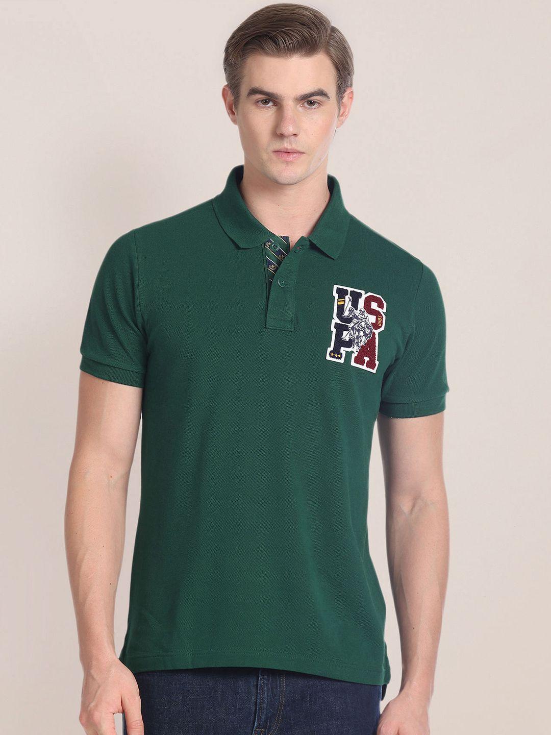 u.s. polo assn. slim fit  brand logo printed polo collar cotton t-shirt