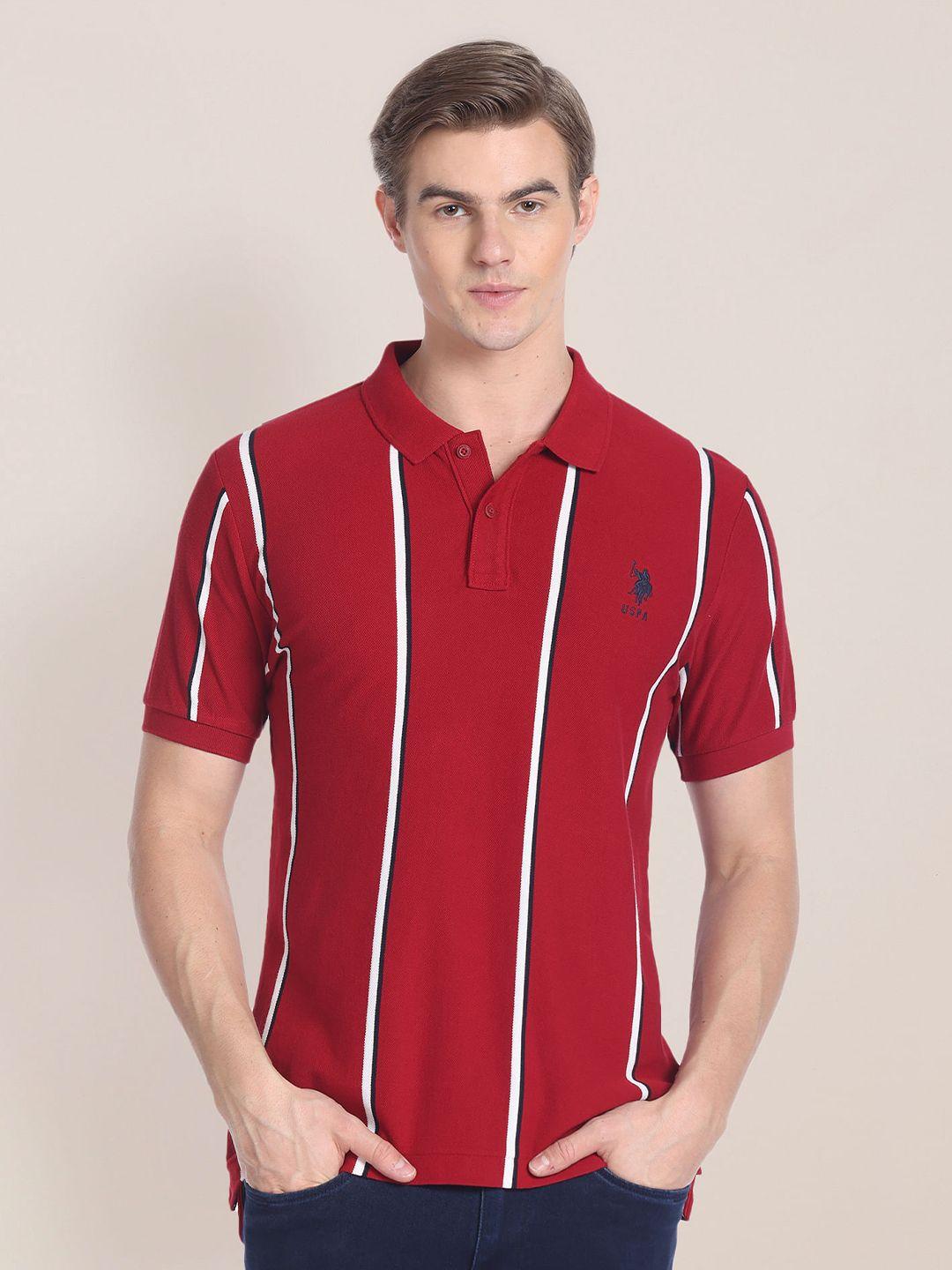 u.s. polo assn. slim fit striped printed polo collar cotton t-shirt
