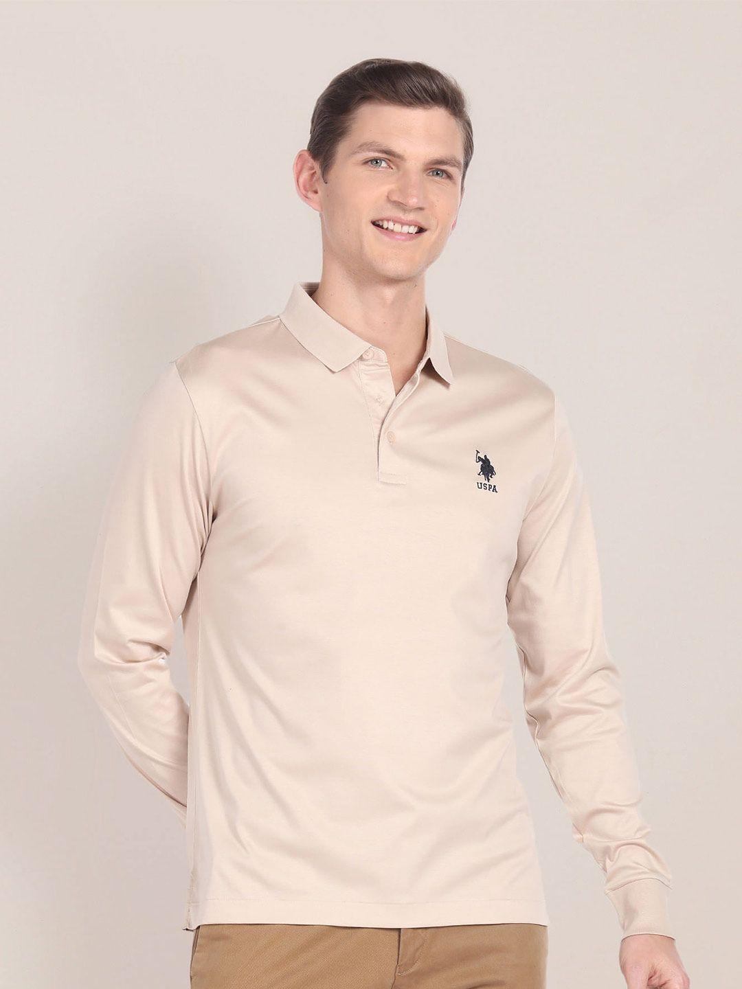 u.s. polo assn. solid polo collar slim fit pure cotton t-shirt