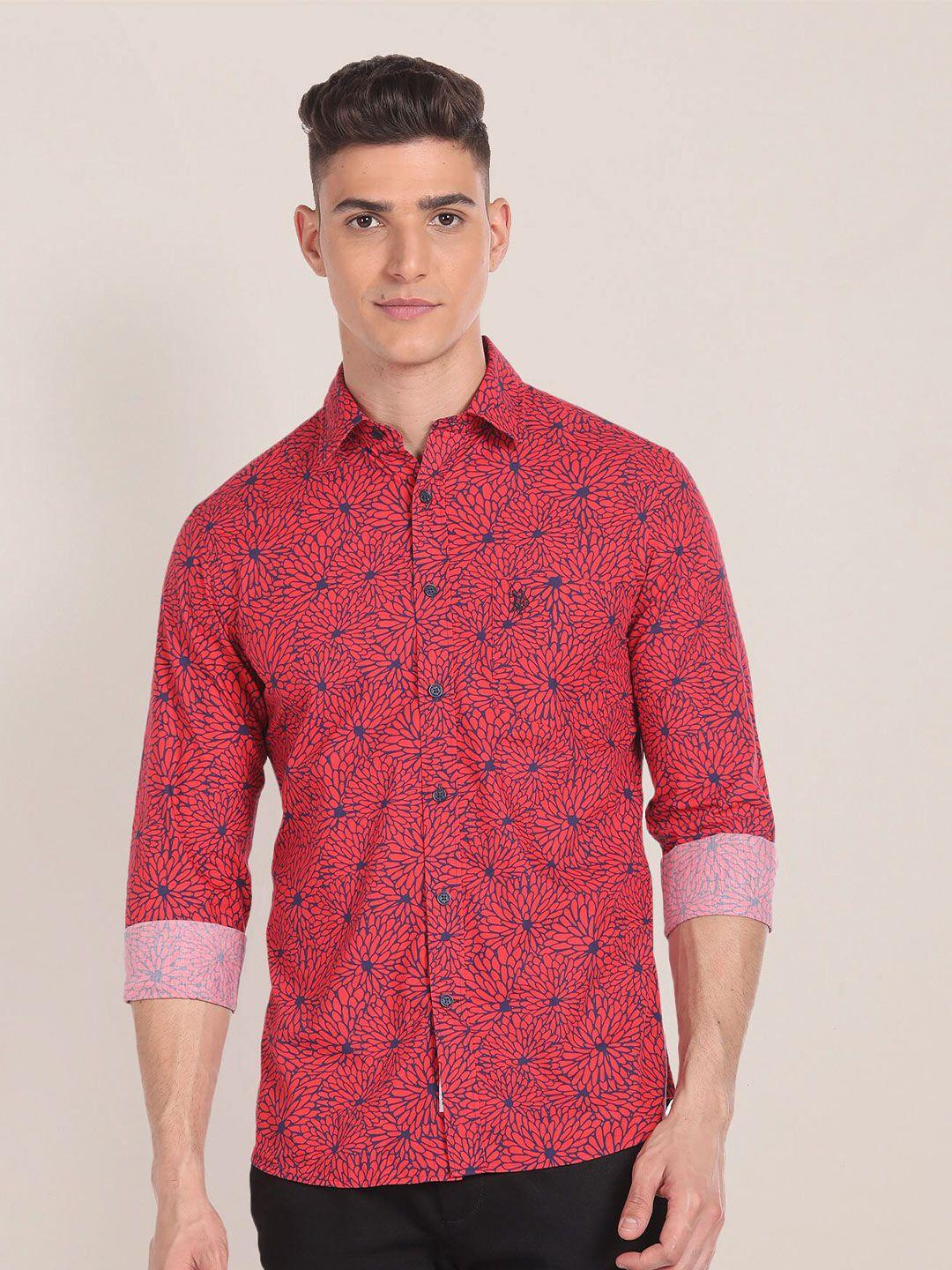 u.s. polo assn. spread collar floral printed casual pure cotton shirt