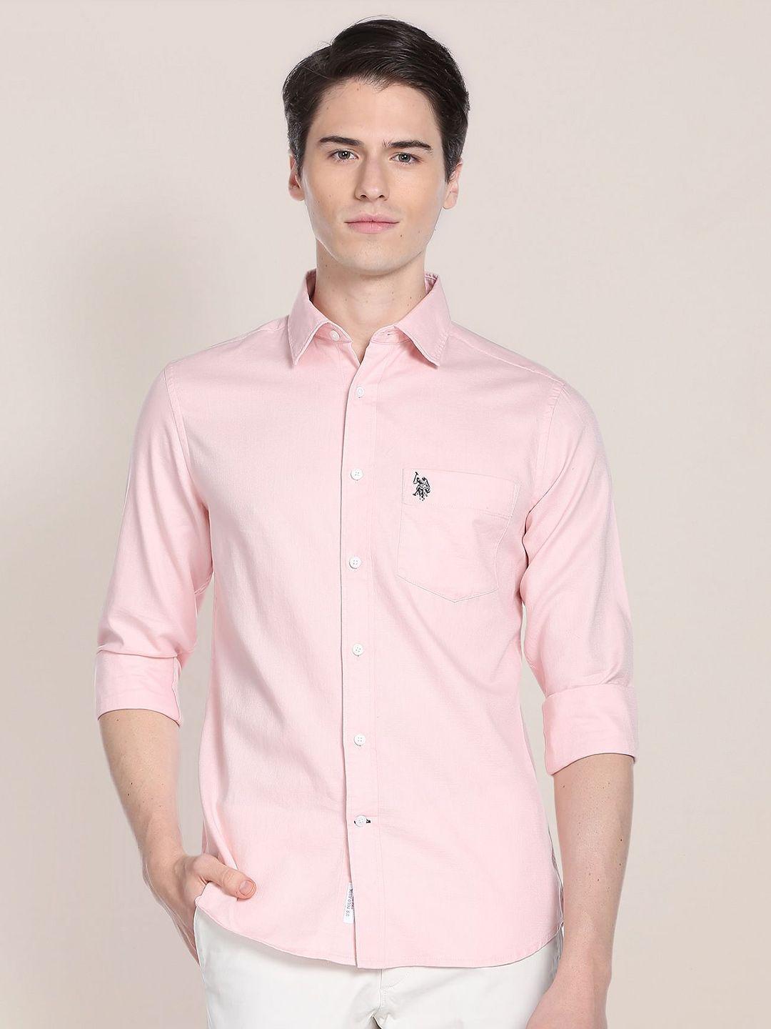 u.s. polo assn. spread collar pure cotton casual shirt