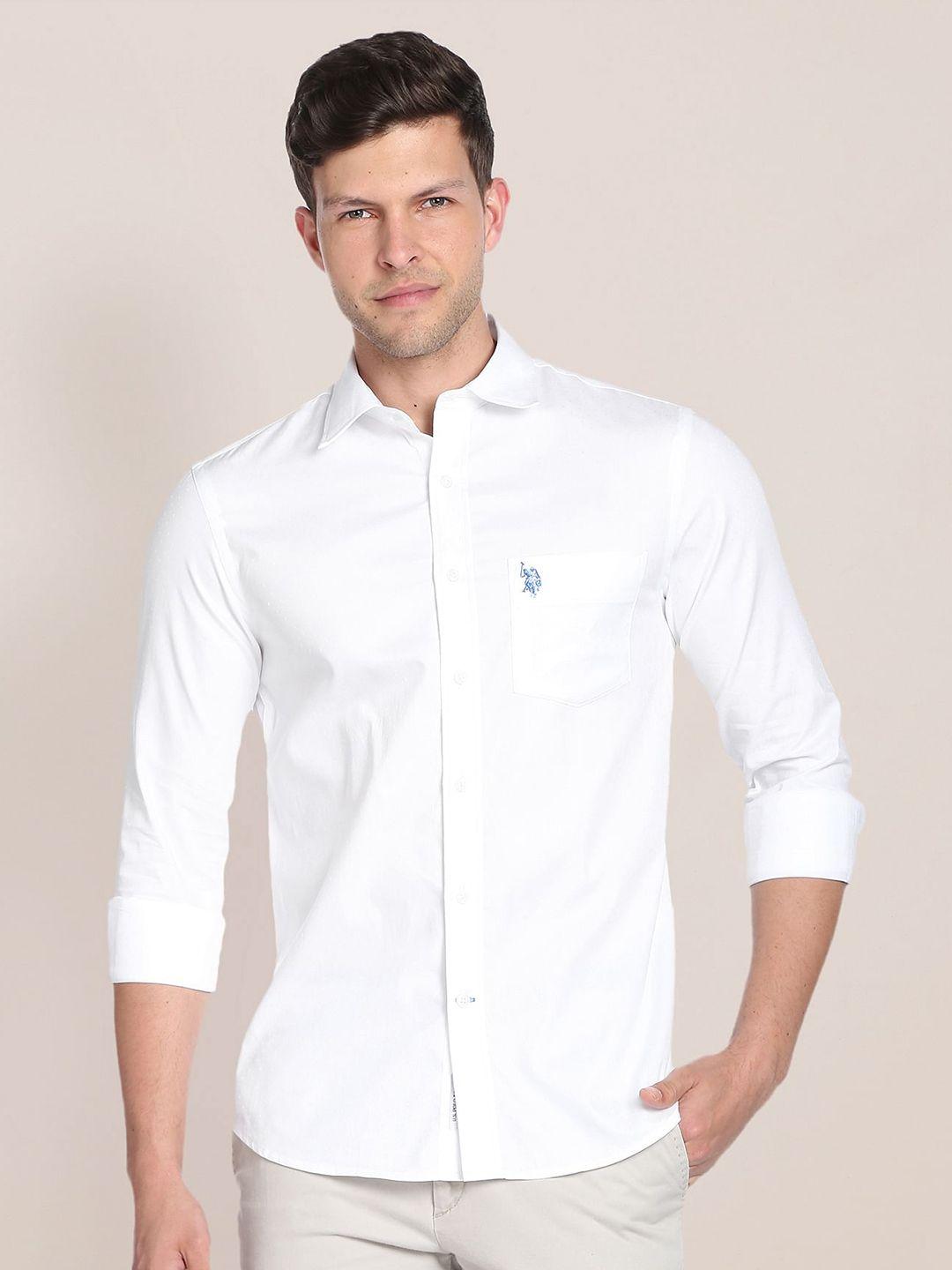 u.s. polo assn. spread collar regular fit pure cotton casual shirt
