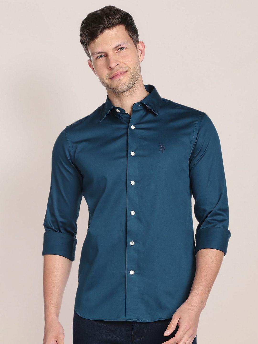 u.s. polo assn. spread collar regular fit satin shirt