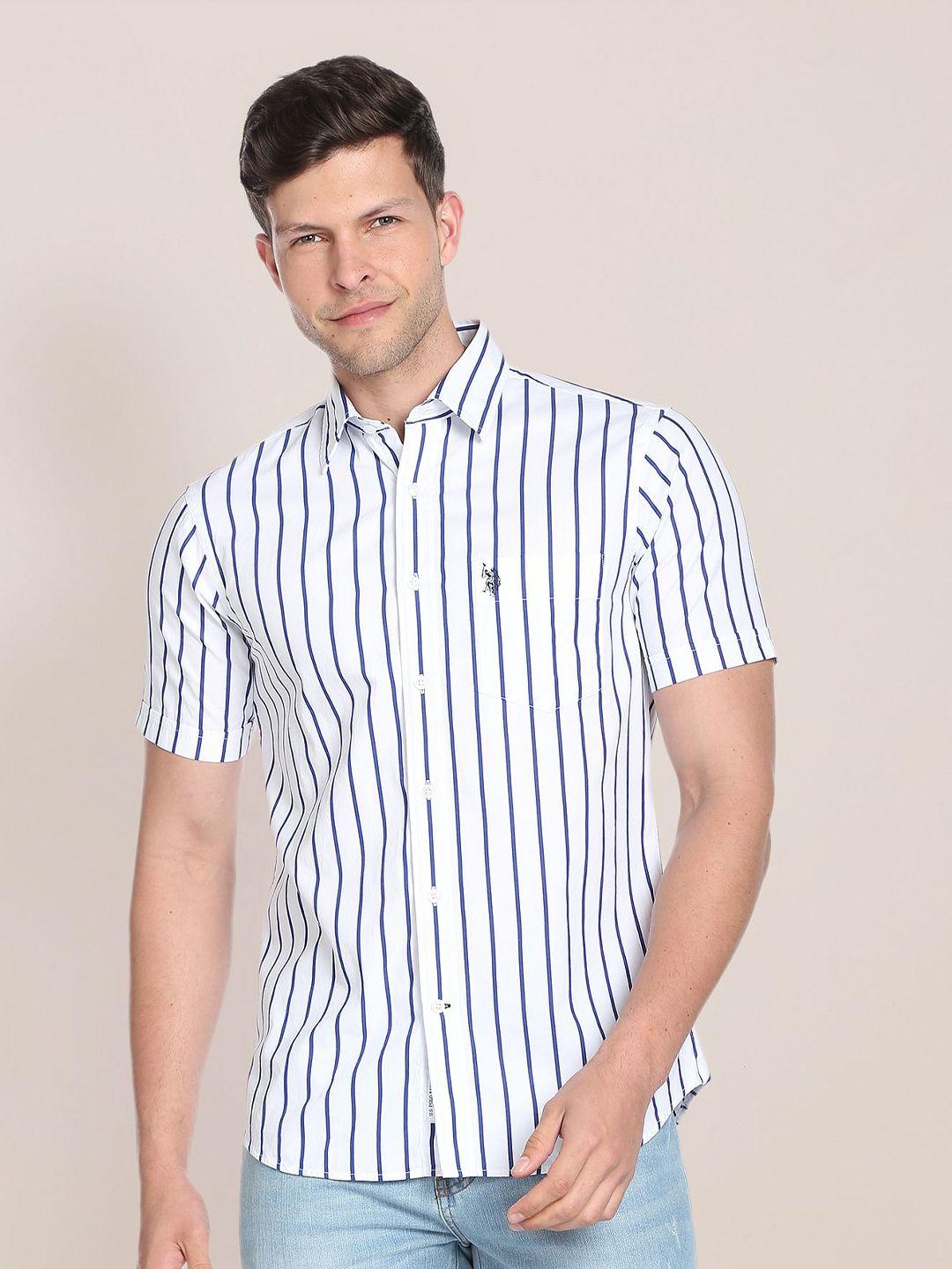 u.s. polo assn. spread collar vertical striped pure cotton casual shirt