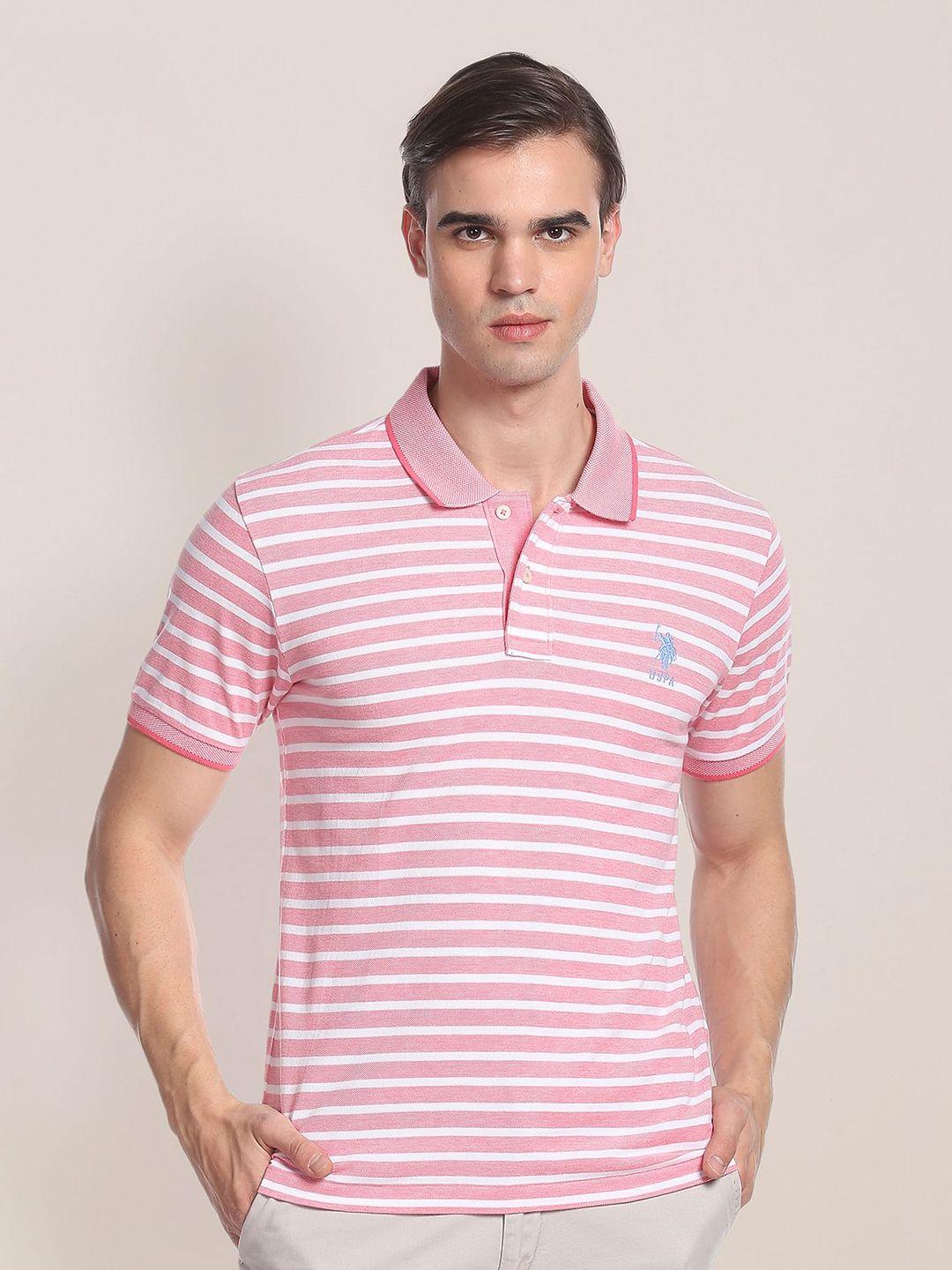 u.s. polo assn. striped polo collar pure cotton slim fit t-shirt