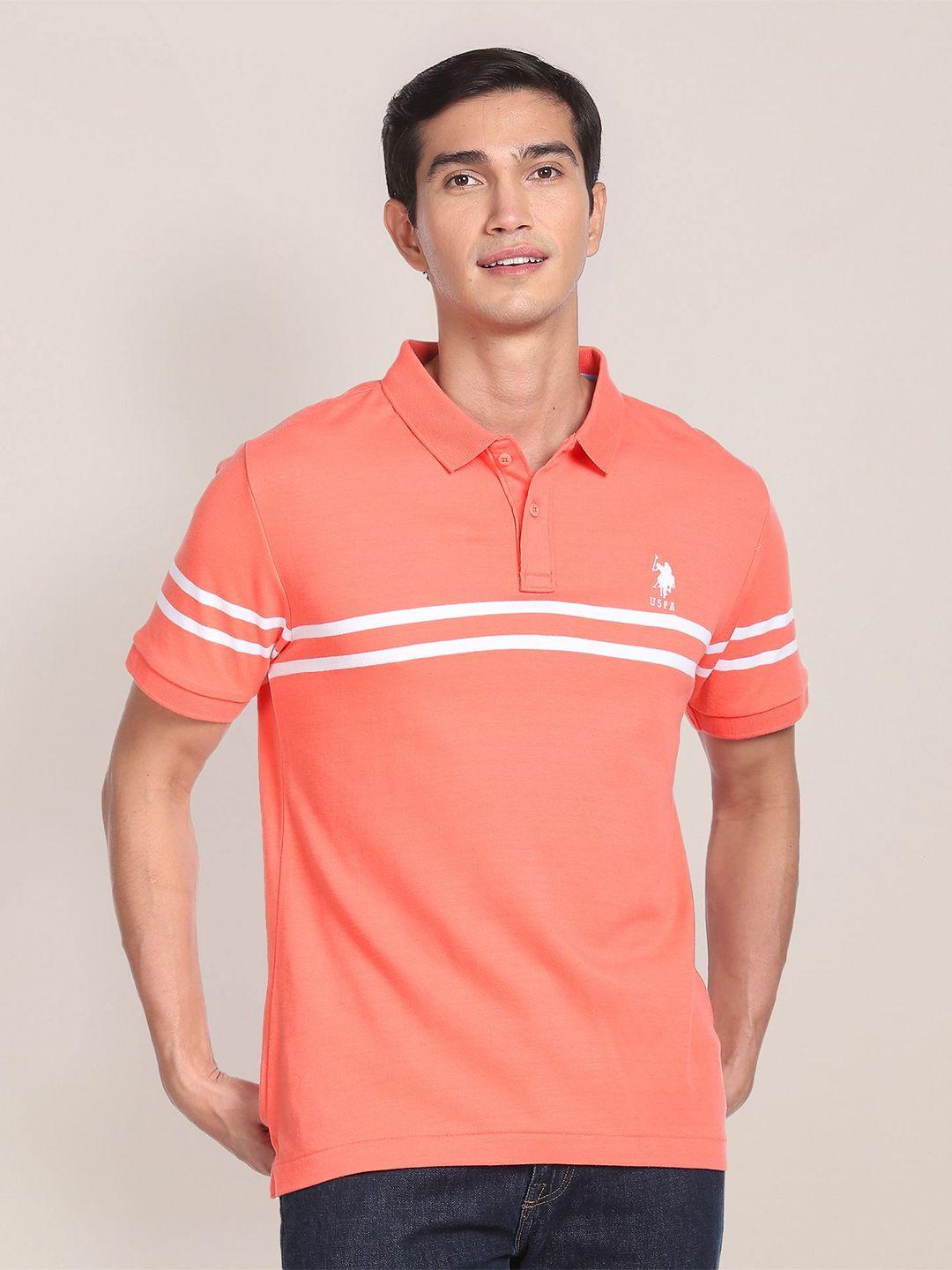 u.s. polo assn. striped polo collar pure cotton slim fit t-shirt