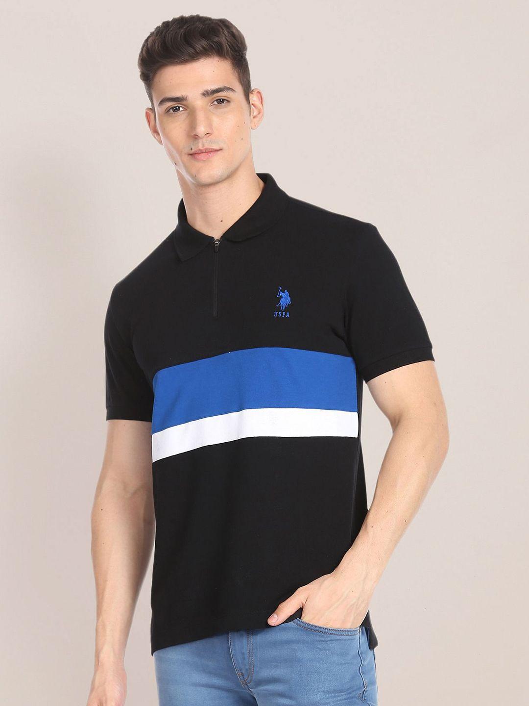 u.s. polo assn. striped polo collar pure cotton slim fit t-shirt