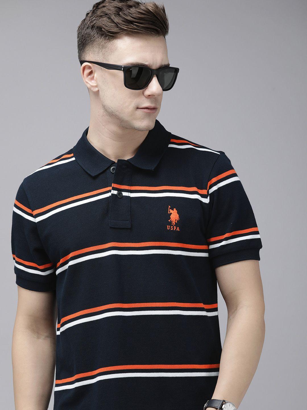 u.s. polo assn. striped polo collar pure cotton slim fit t-shirt