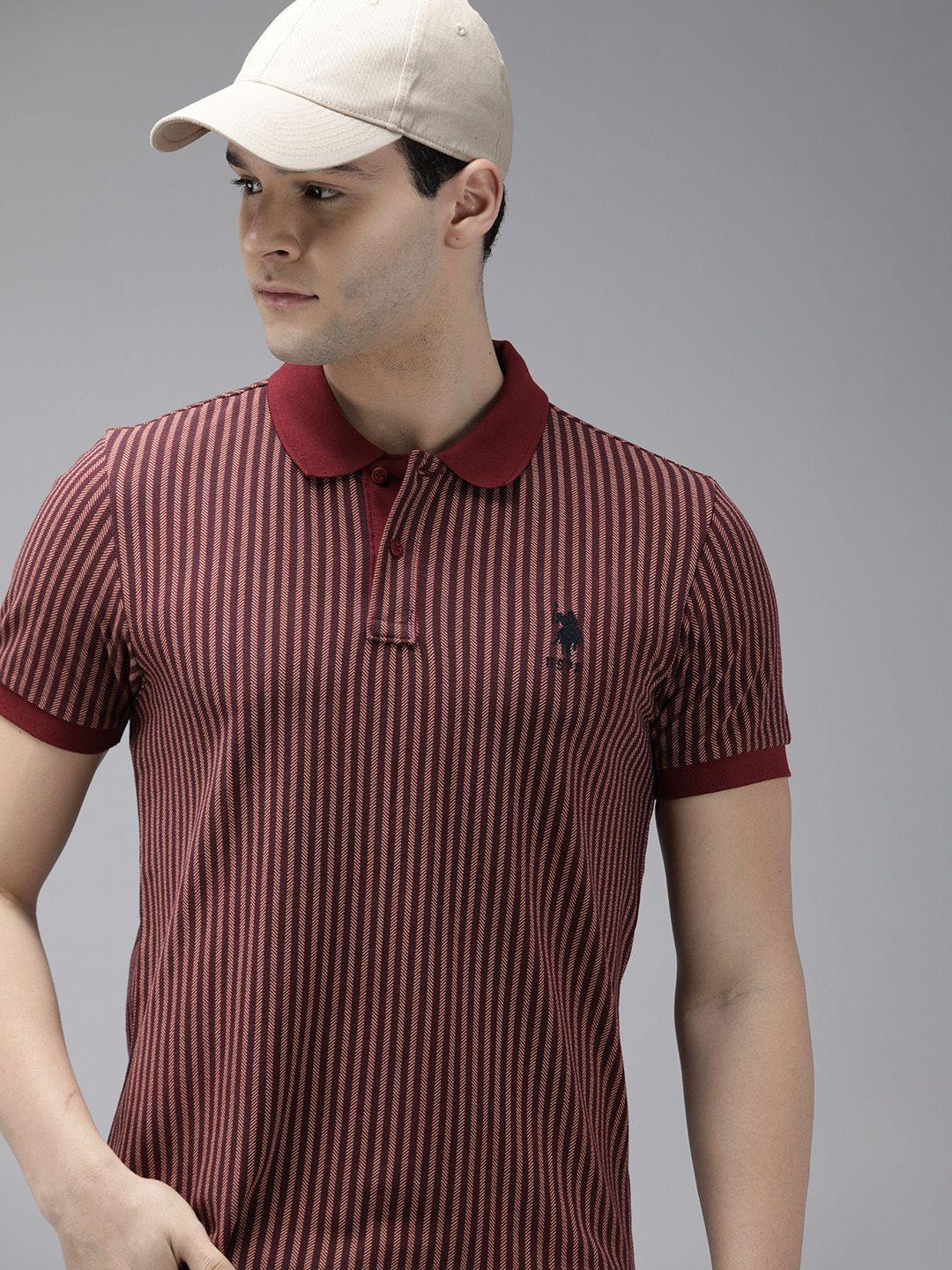 u.s. polo assn. striped polo collar pure cotton slim fit t-shirt