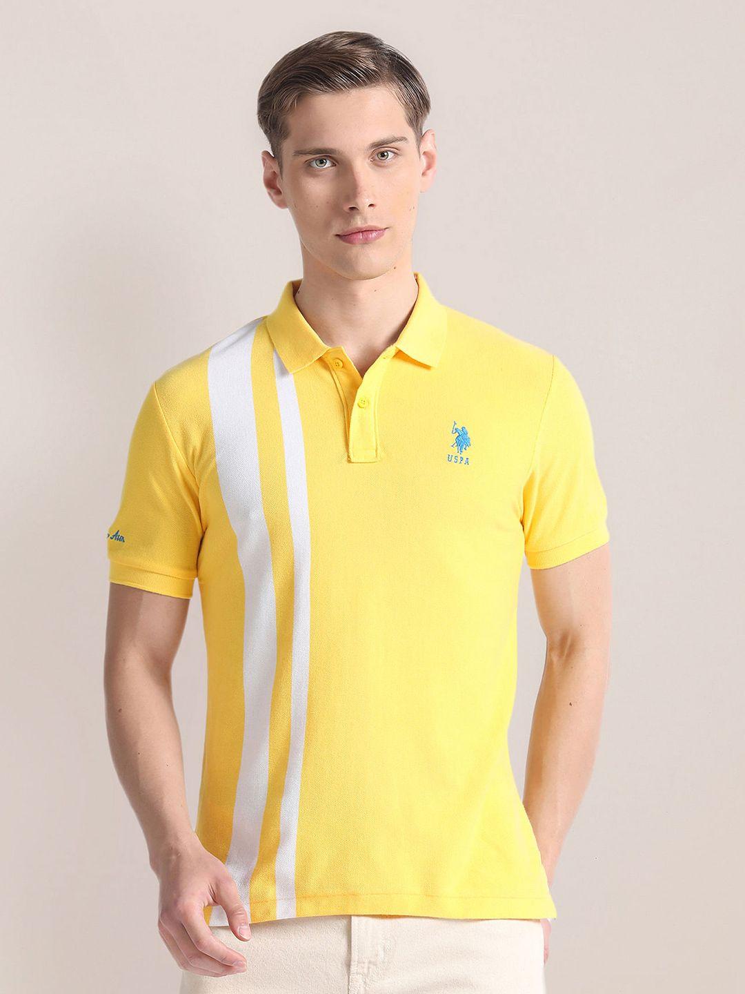 u.s. polo assn. striped polo collar pure cotton slim fit t-shirt