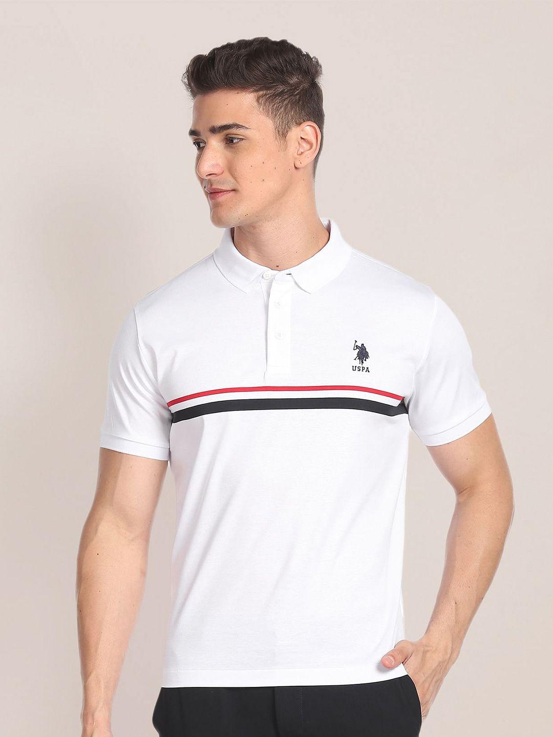 u.s. polo assn. striped polo collar pure cotton t-shirt