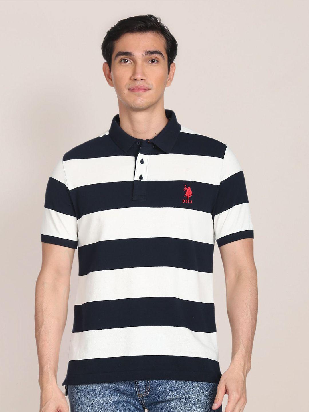 u.s. polo assn. striped polo collar slim fit pure cotton t-shirt