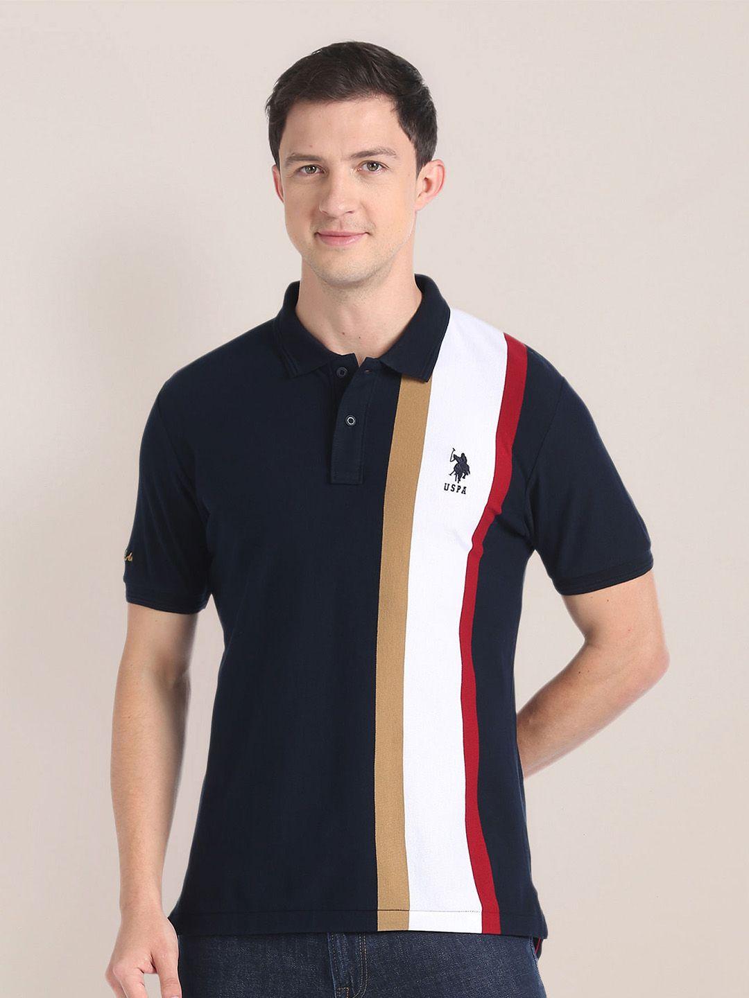 u.s. polo assn. striped polo collar t-shirt