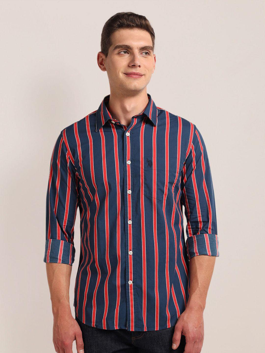 u.s. polo assn. striped spread collar cotton casual shirt