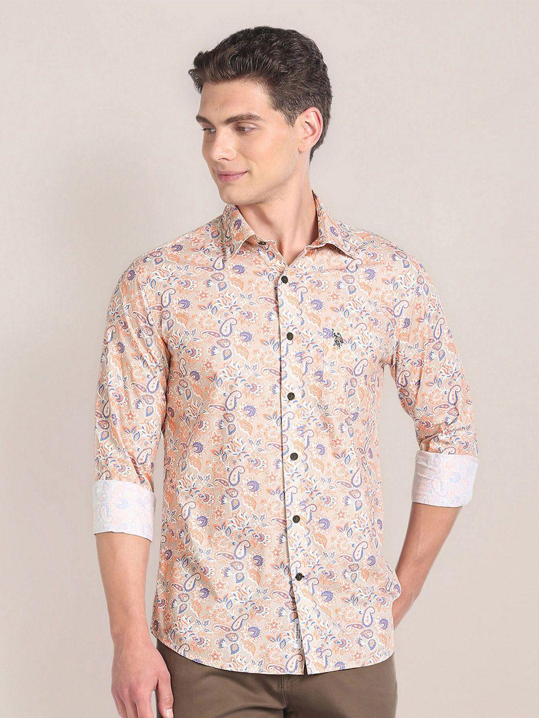 u.s. polo assn. tailored fit paisley printed pure cotton casual shirt